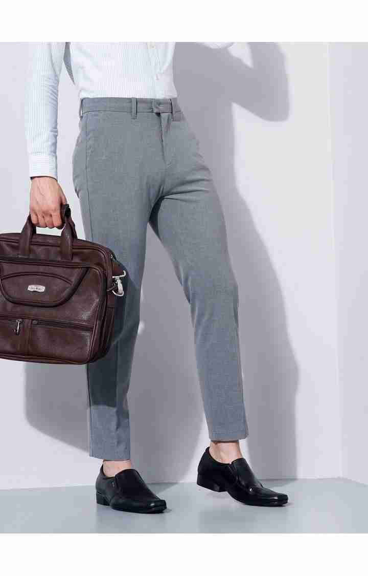 Celio* Cotton-Poly-Blend Slim Fit Grey Trouser