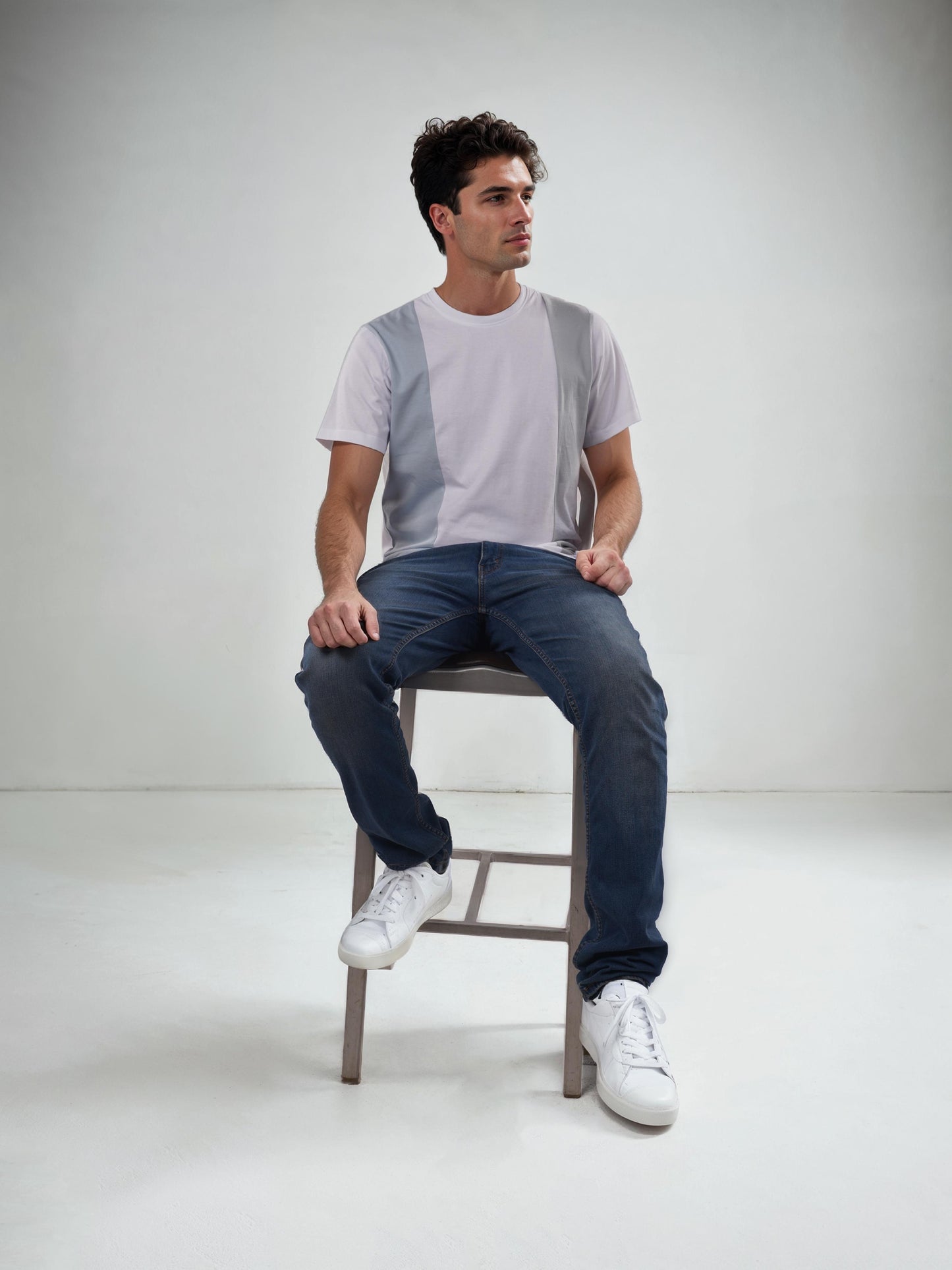 Celio* Colourblock Regular Fit Cotton Grey T-Shirt