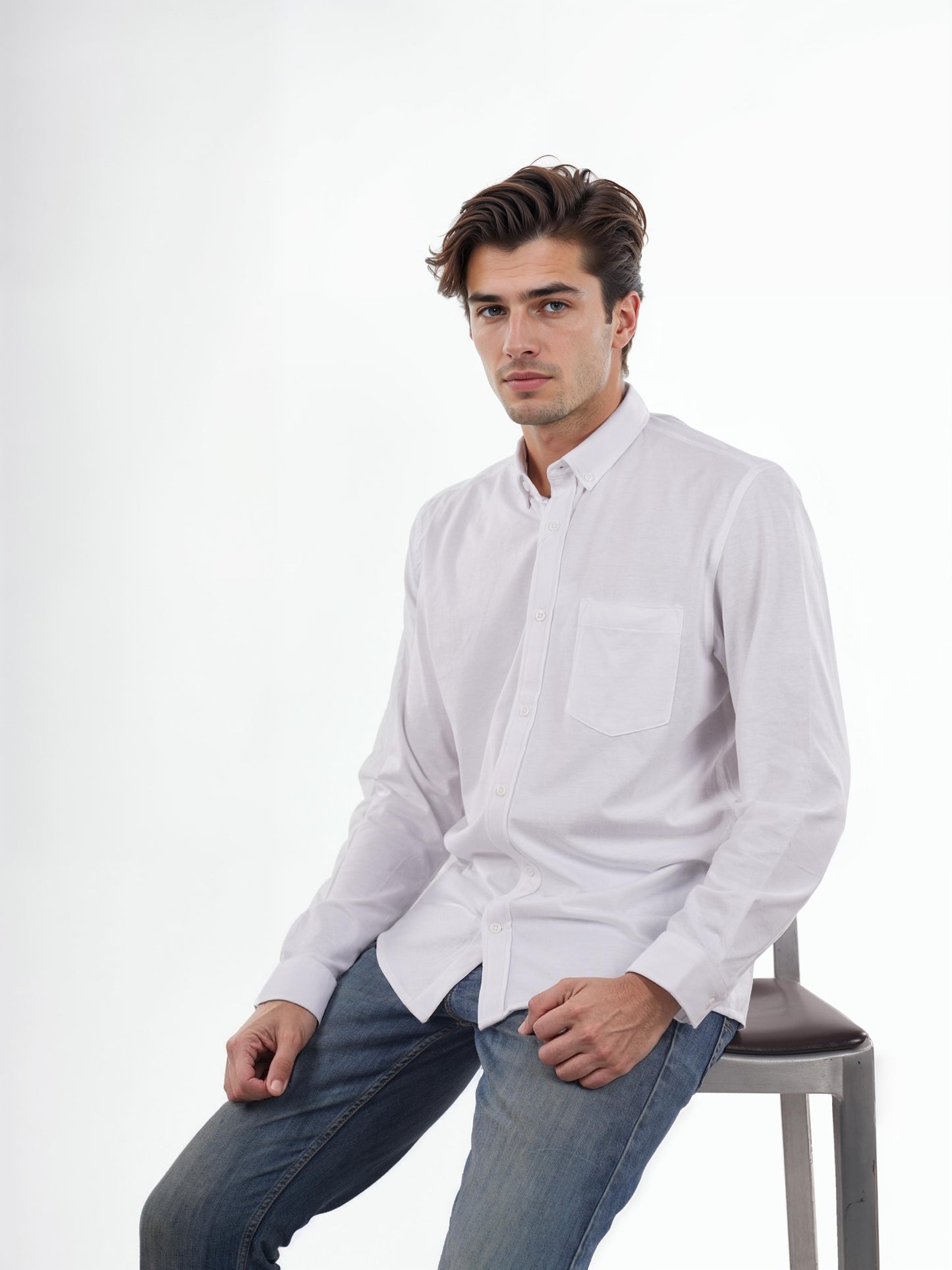 Celio* Solid Regular Fit Cotton White Shirt