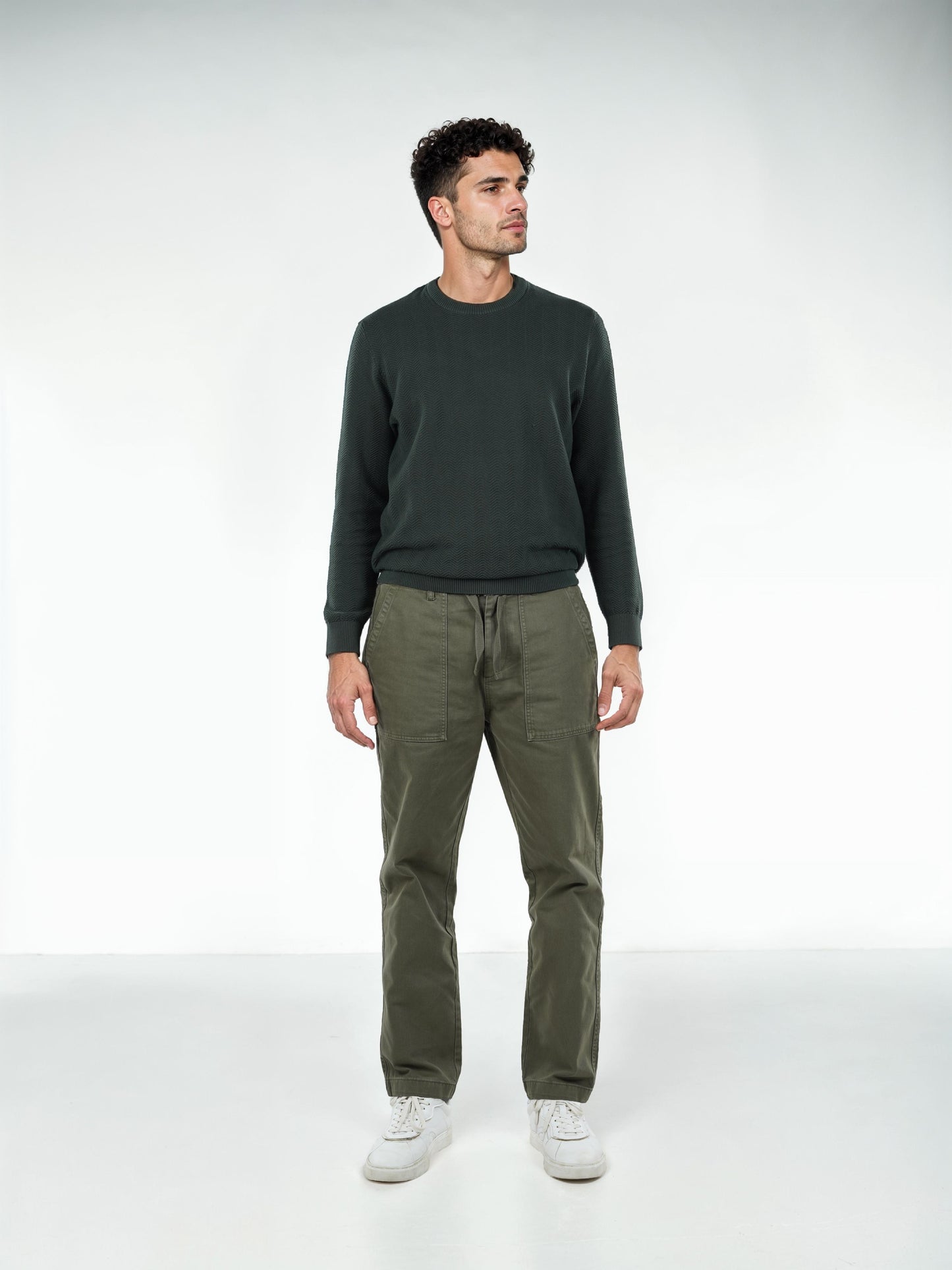 Celio* Cotton Straight Fit Green Trouser