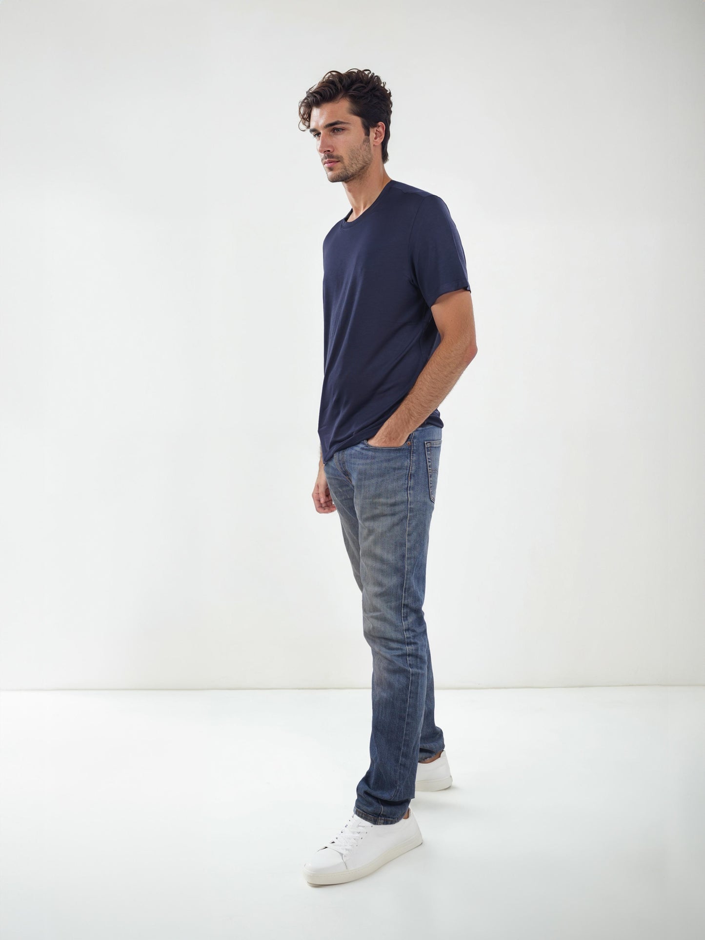 Celio* Solid Regular Fit Cotton Navy Blue T-Shirt