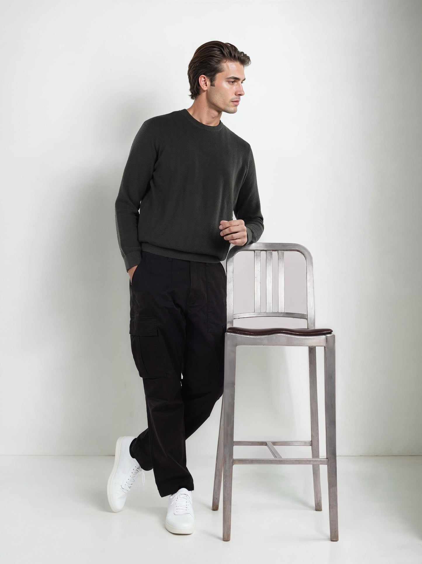 Celio* Cotton Straight Fit Black Trouser