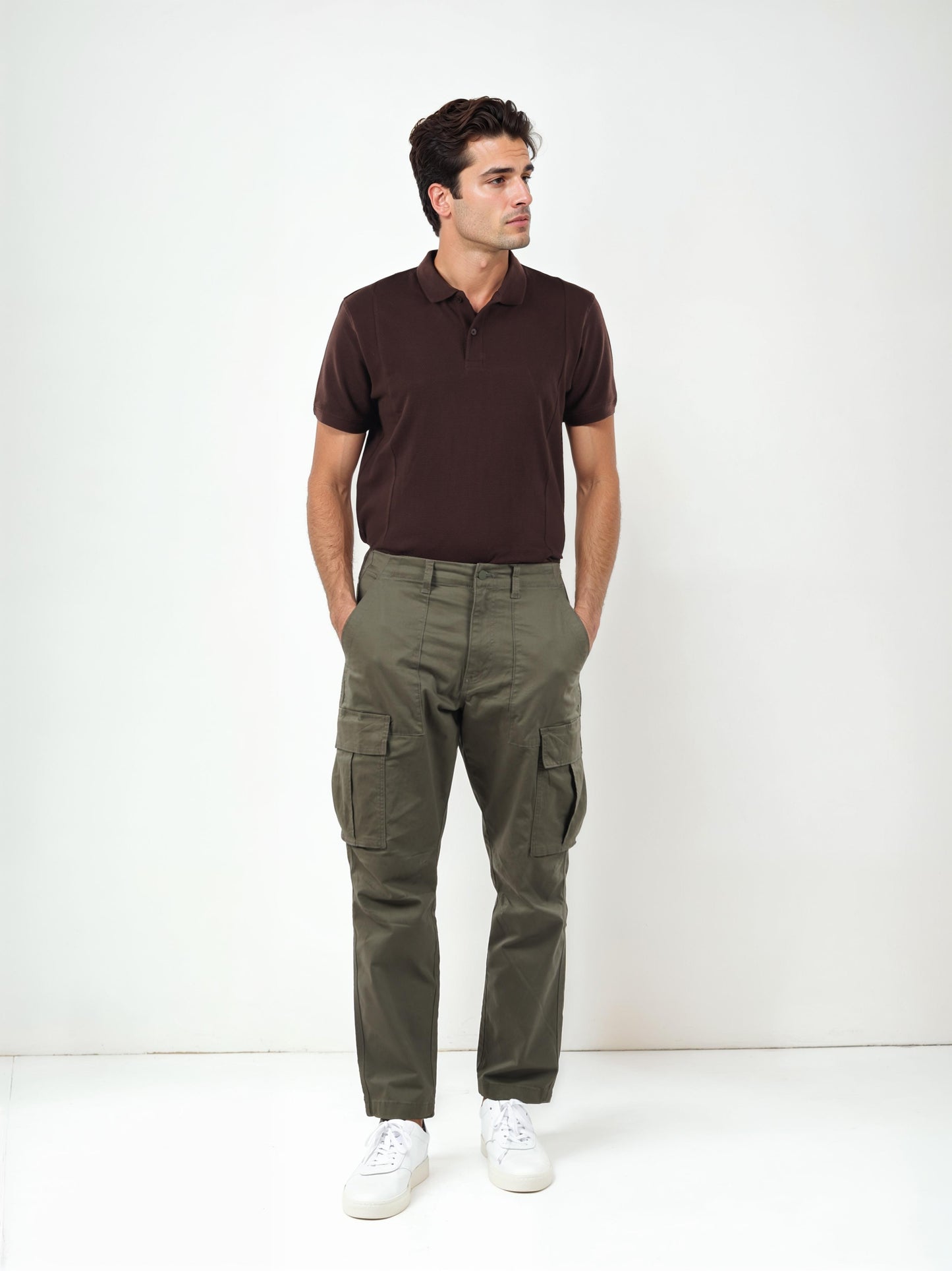 Celio* Cotton Straight Fit Green Trouser