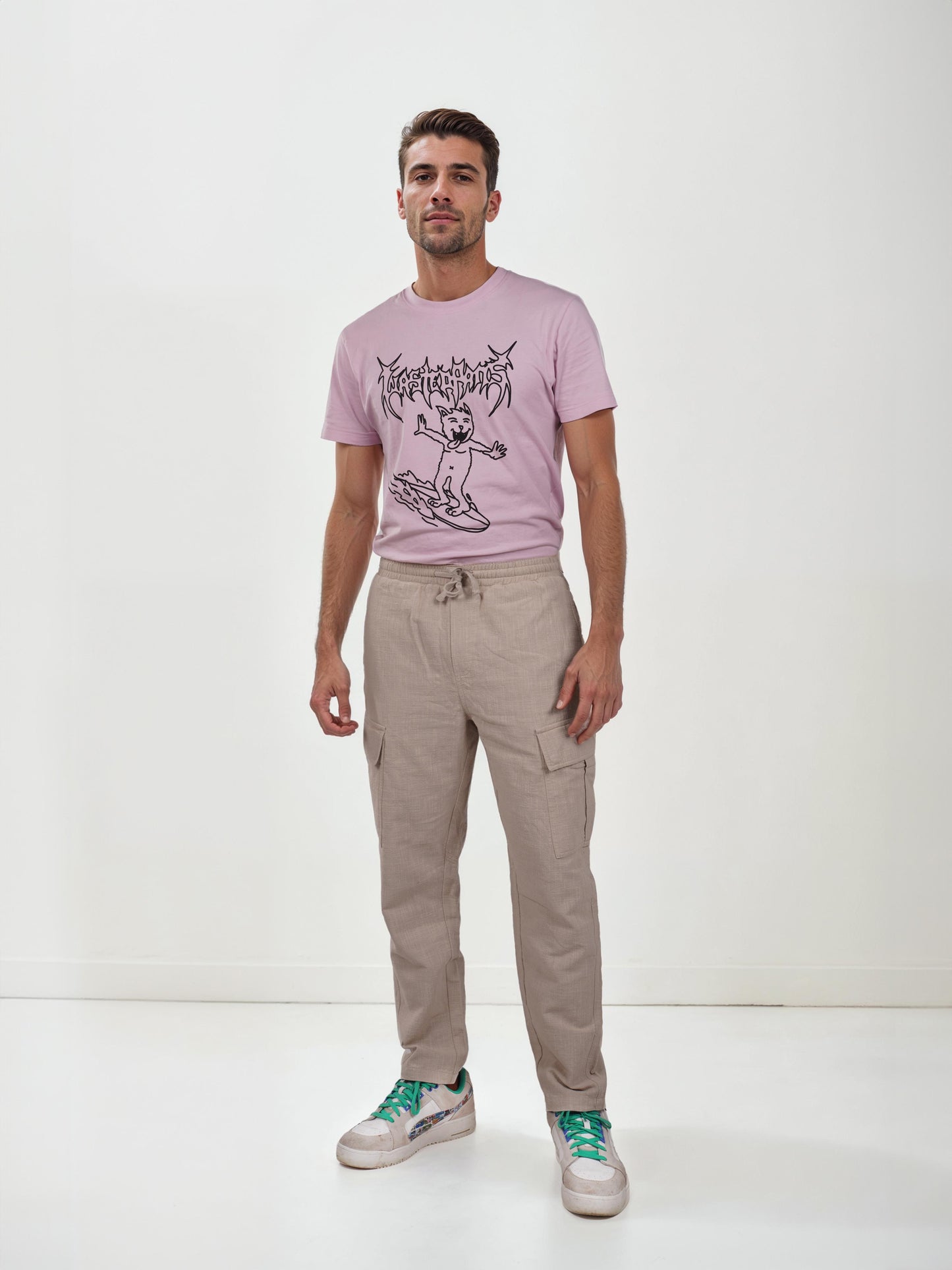 Celio* Cotton Loose Fit Beige Trouser