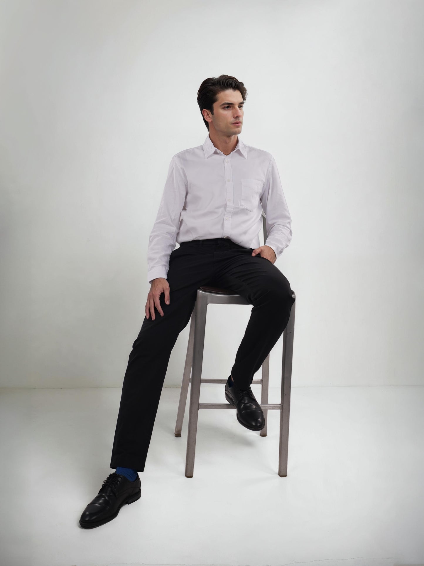 Celio* Cotton Straight Fit Black Trouser