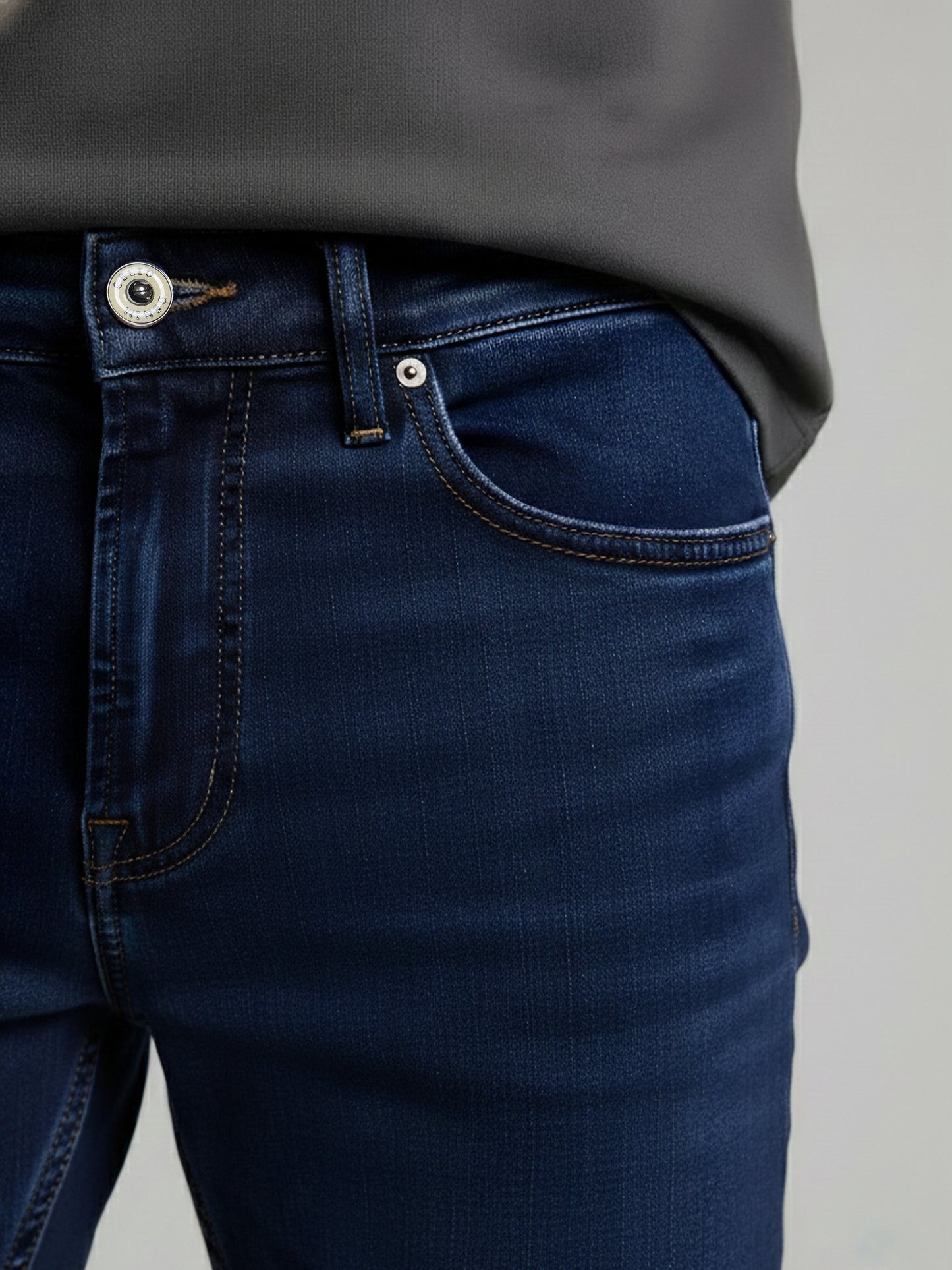 Celio Mens Blue Knit | Dobby Slim Fit Cotton Jeans