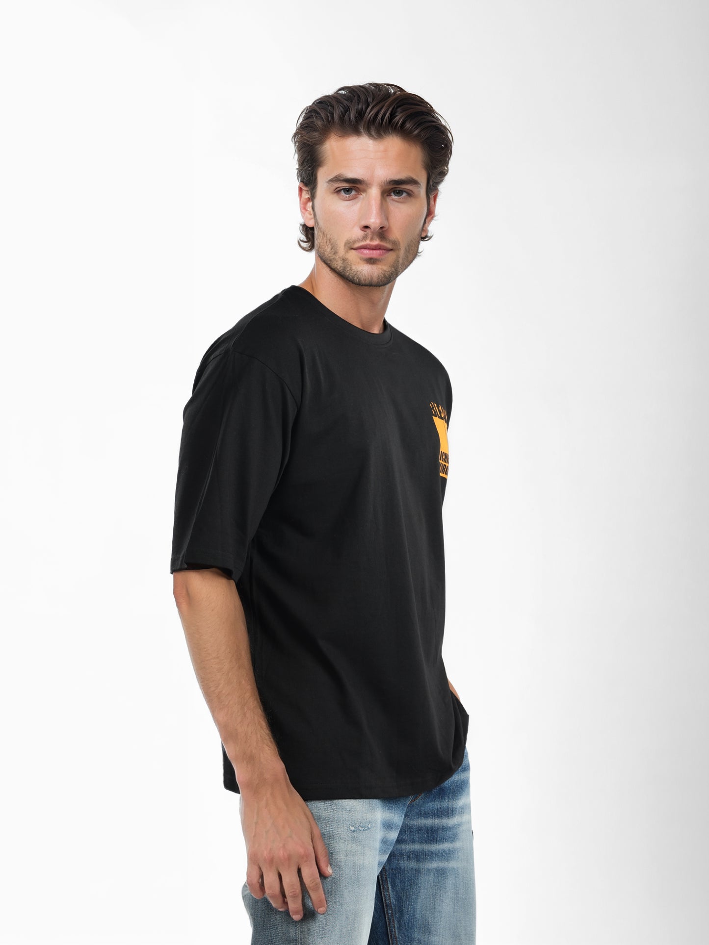 Celio* Bleach Oversized Cotton Black T-Shirts