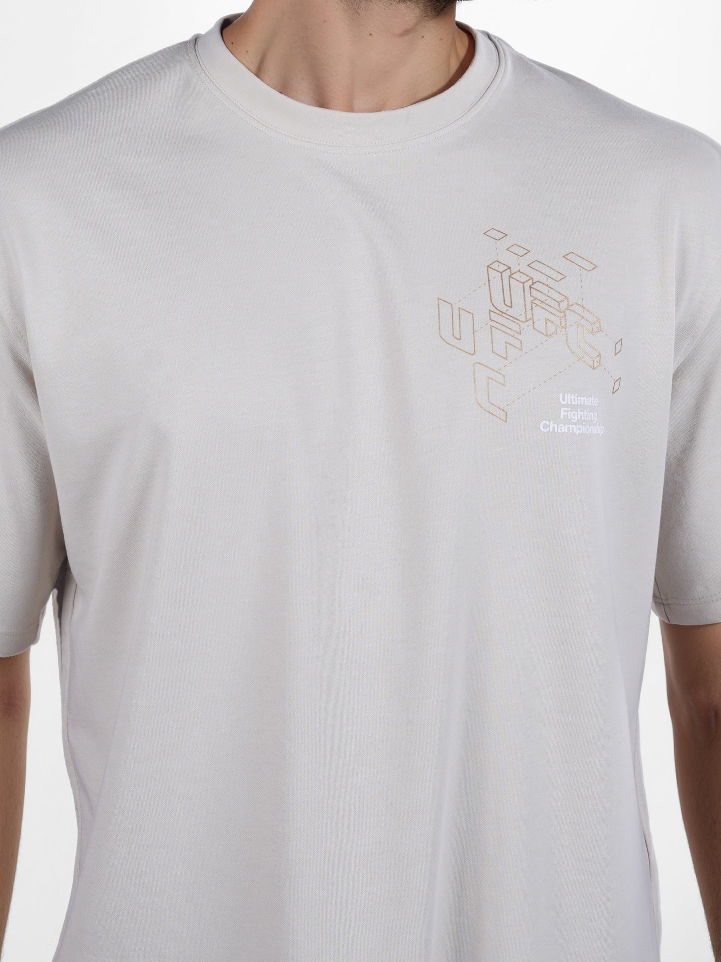 Celio* Ufc Oversized Cotton-Poly-Blend Beige T-Shirts