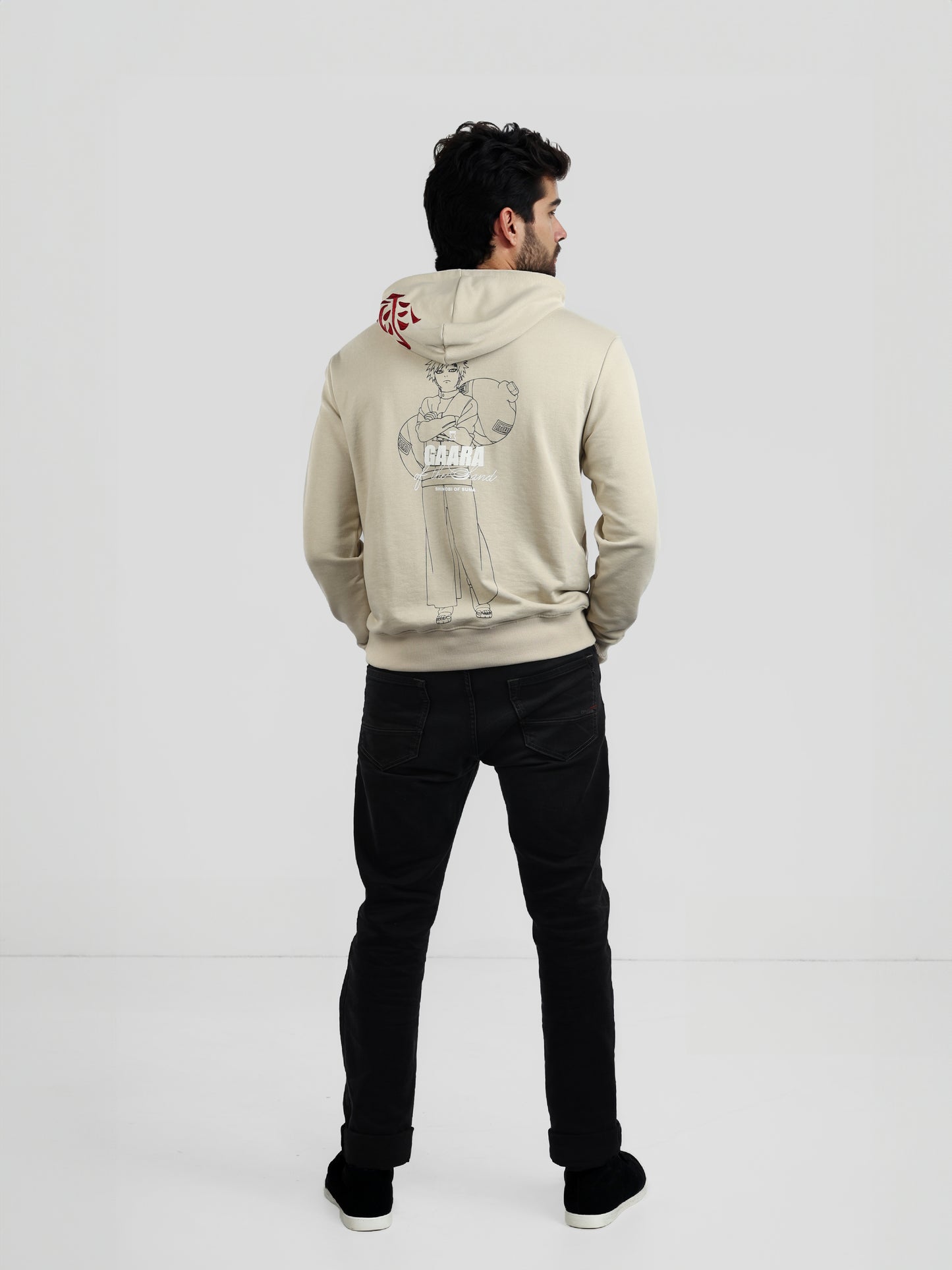 Celio* Naruto Oversized Poly-Cotton- Blend Beige Sweatshirts