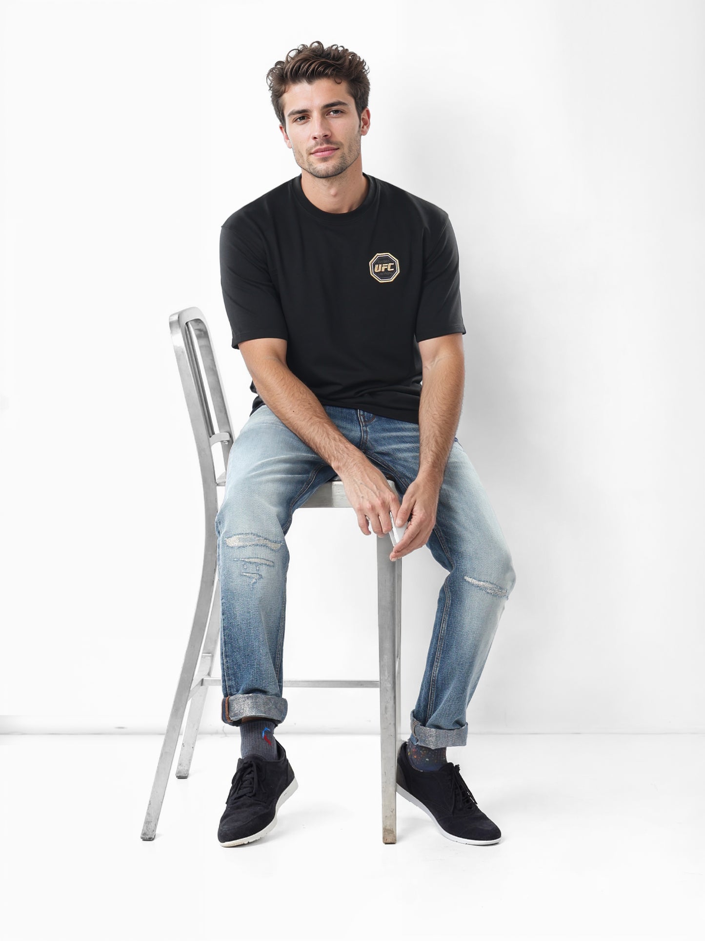 Celio* Ufc Oversized Cotton-Poly-Blend Black T-Shirts