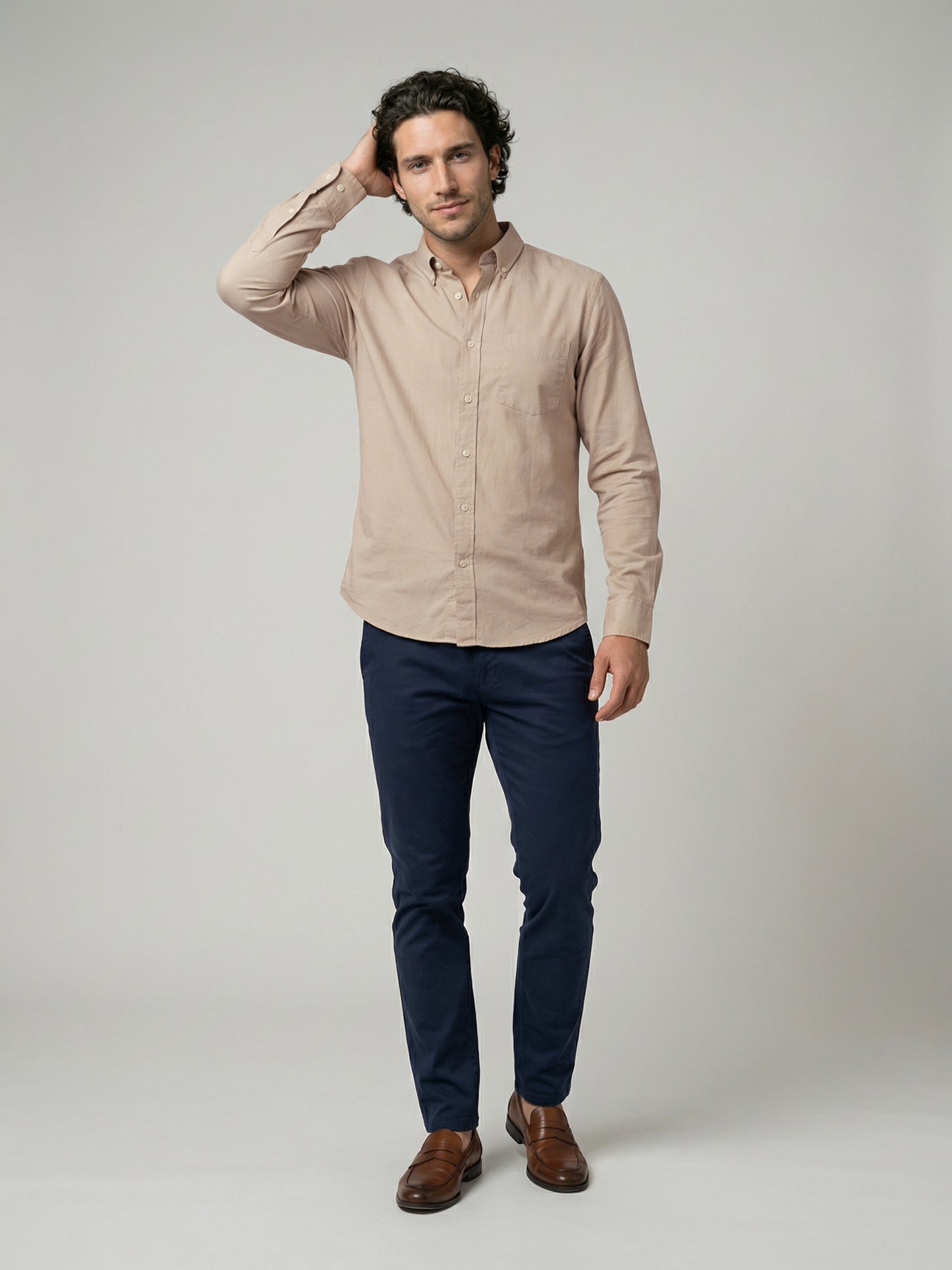 Celio Mens Beige Solid Regular Fit Cotton Shirts