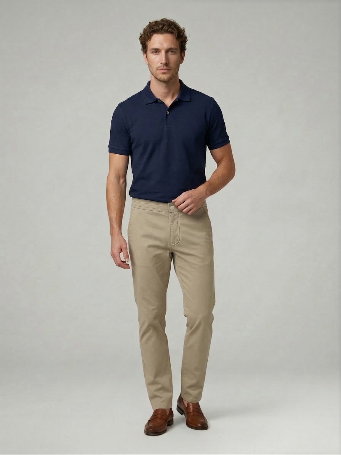 Celio Mens Beige Dobby Slim Fit Polyester Casual Trouser