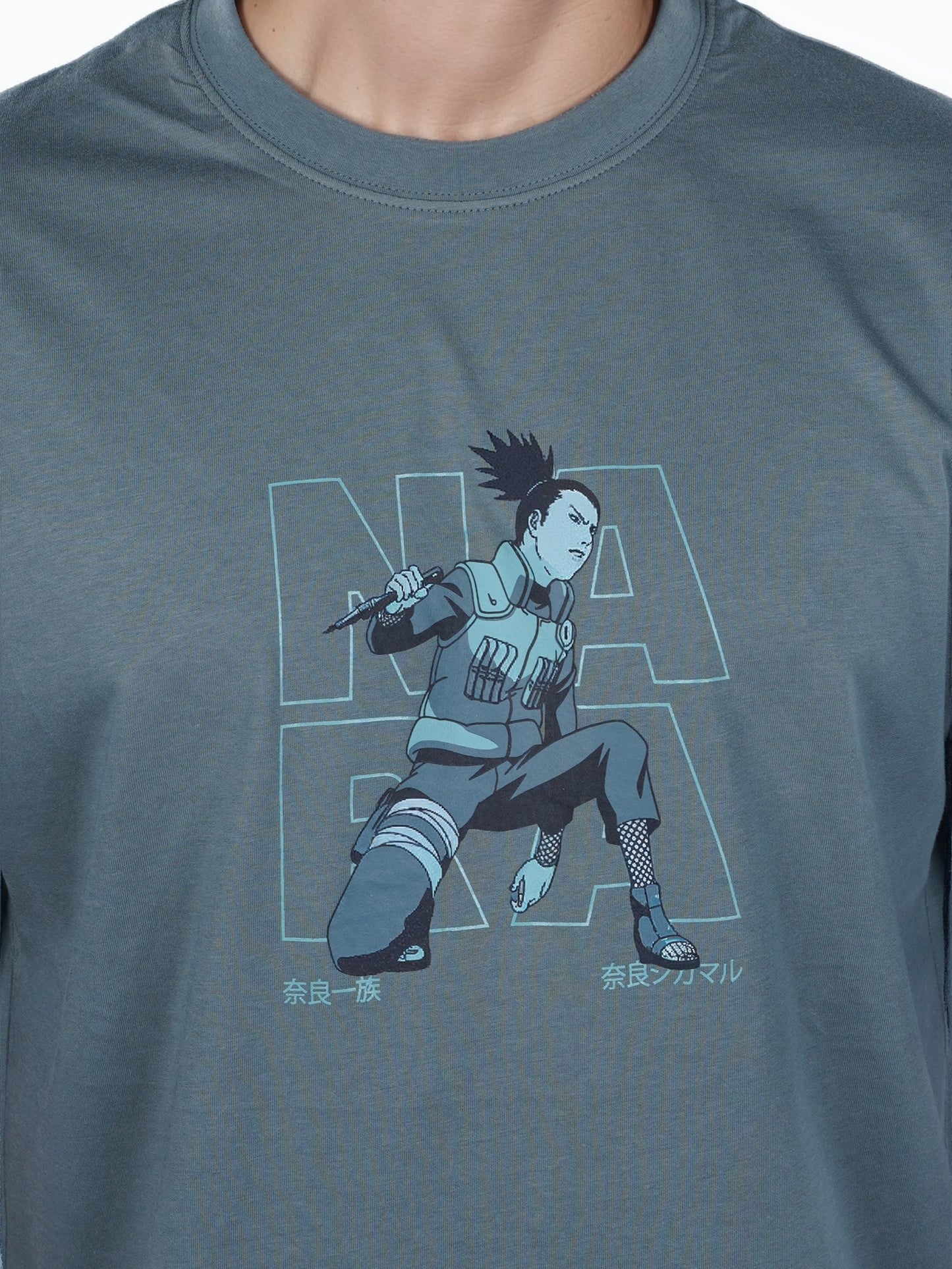 Celio* Naruto Oversized Cotton Green T-Shirts