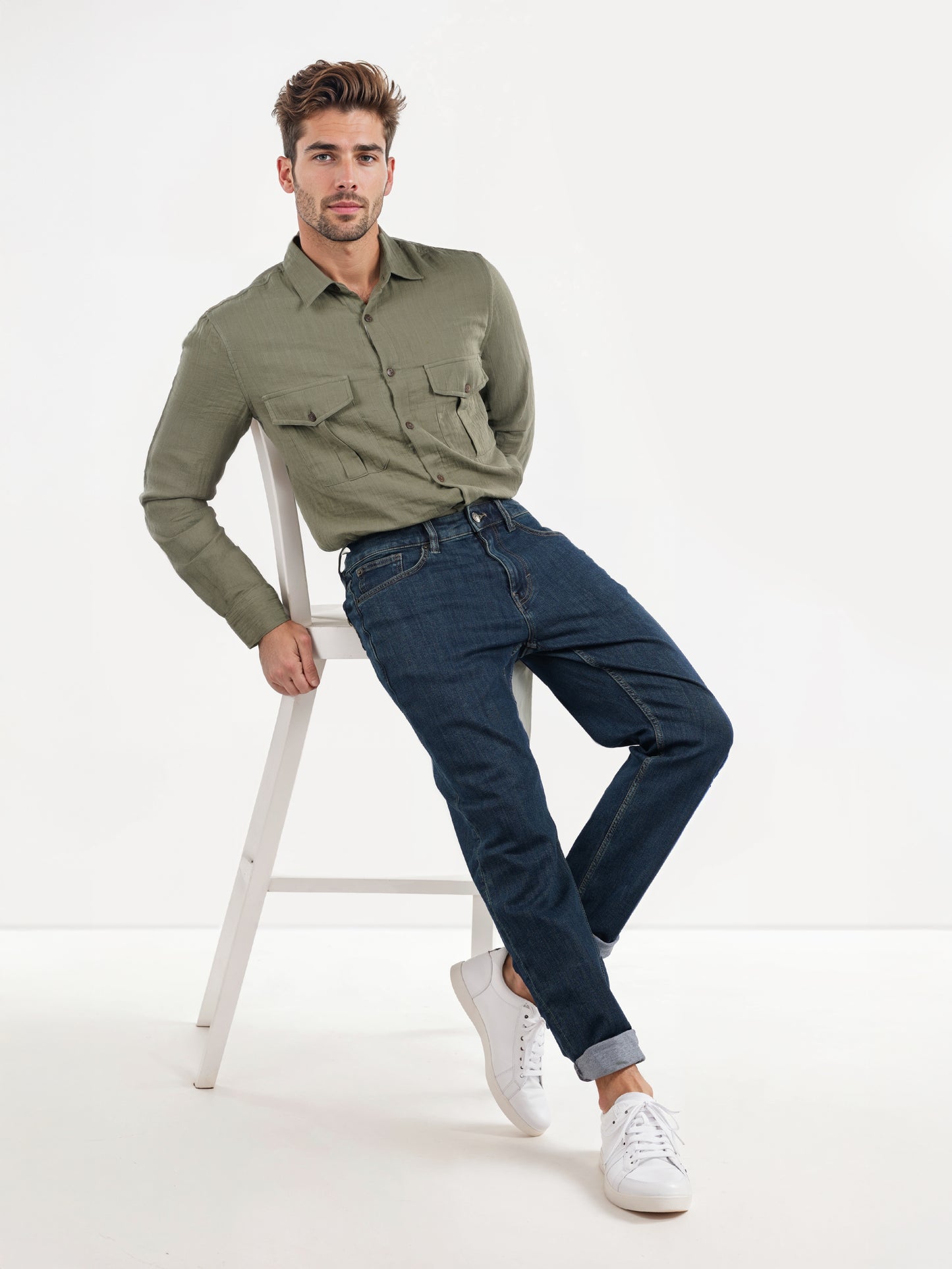 Celio* Cotton-Poly Straight Fit Dark Blue Jean