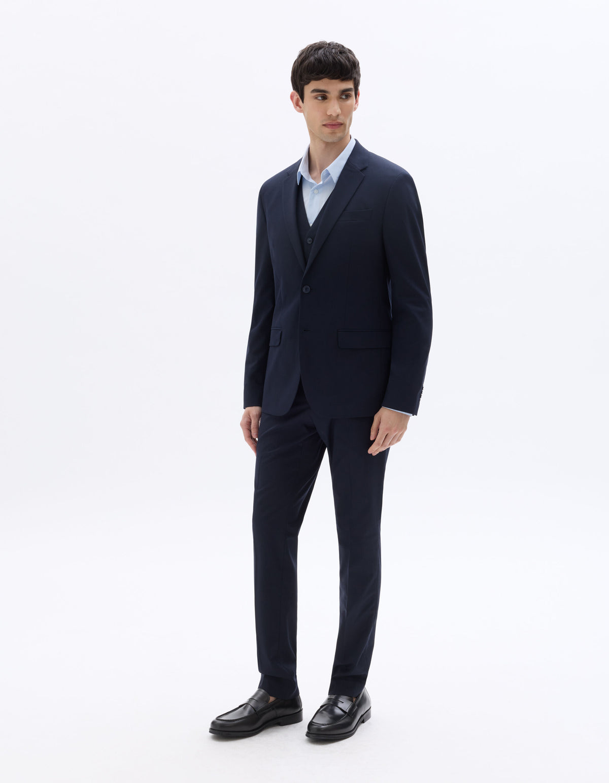 Slim Fit Cotton Blend Shirt - Light Blue