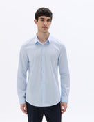 Slim Fit Cotton Blend Shirt - Light Blue