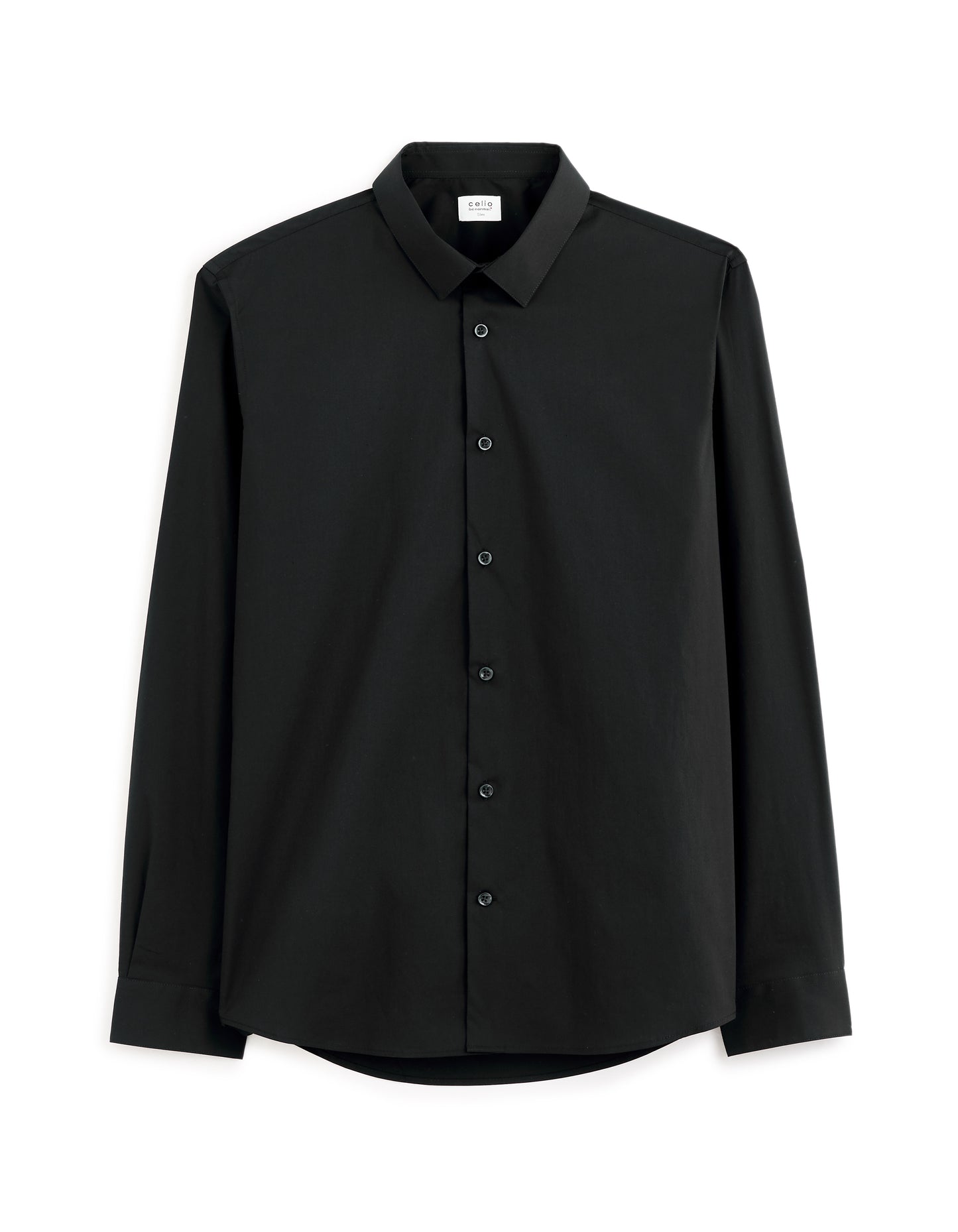 Slim Fit Spread Collar Shirt - Black