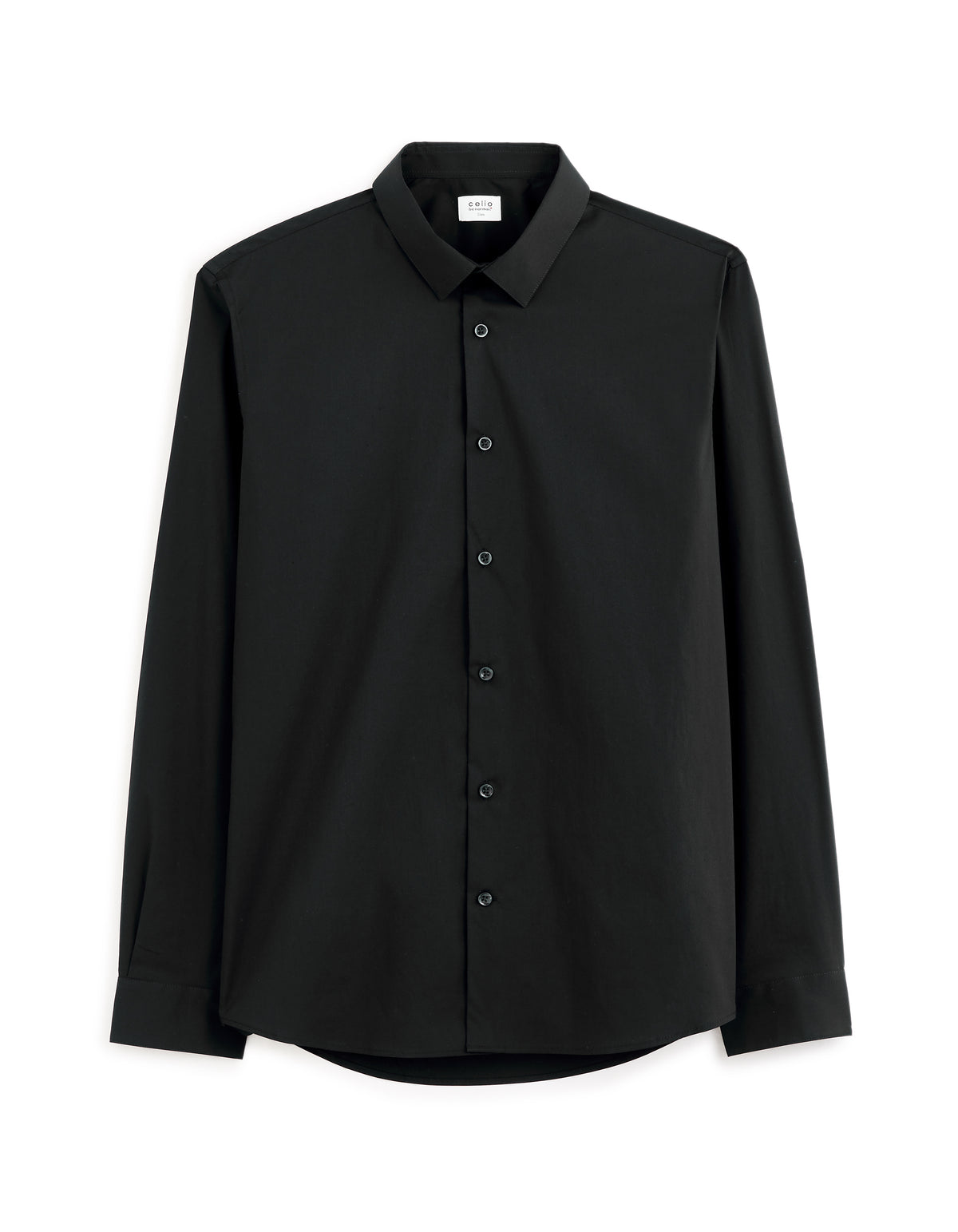 Slim Fit Spread Collar Shirt - Black
