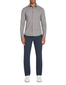 Slim Fit Cotton Blend Spread Collar Shirt - Grey