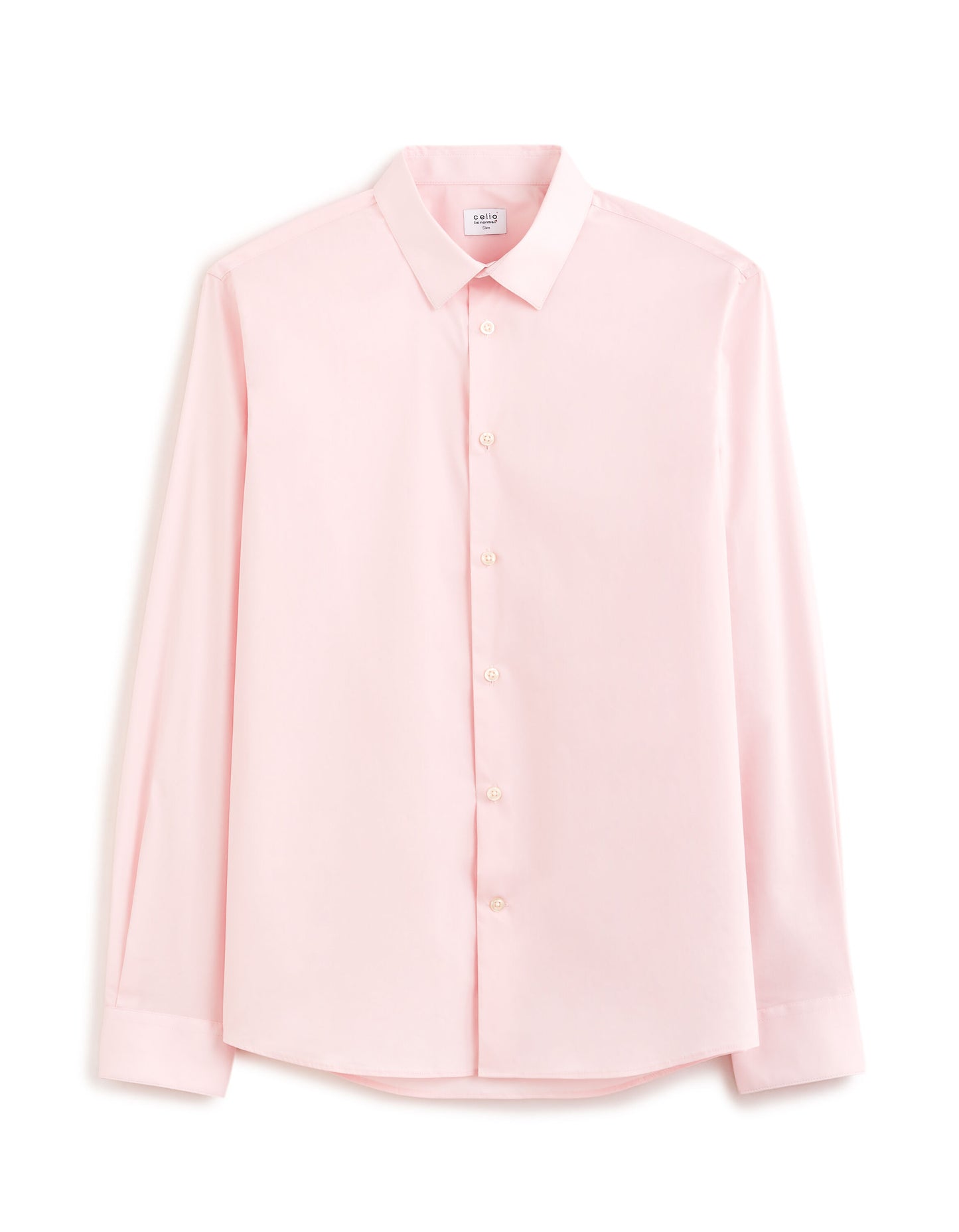 Slim Fit Cotton Blend Spread Collar Shirt - Pink