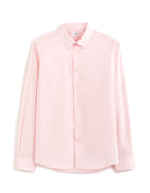 Slim Fit Cotton Blend Spread Collar Shirt - Pink