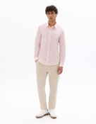 Slim Fit Cotton Blend Spread Collar Shirt - Pink