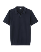 Regular Fit 100% Cotton Textured Cuban Collar T-Shirt - Navy Blue