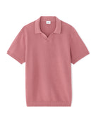 Regular Fit 100% Cotton Textured Cuban Collar T-Shirt - Pink