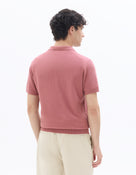 Regular Fit 100% Cotton Textured Cuban Collar T-Shirt - Pink