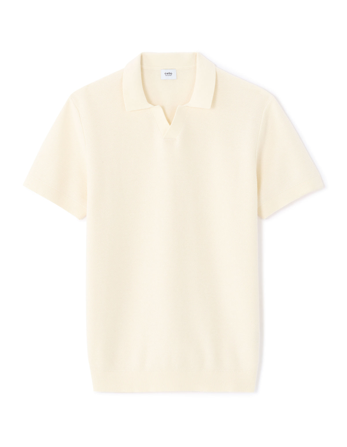 Regular Fit Cotton Cuban Collar T-Shirt - Ecru