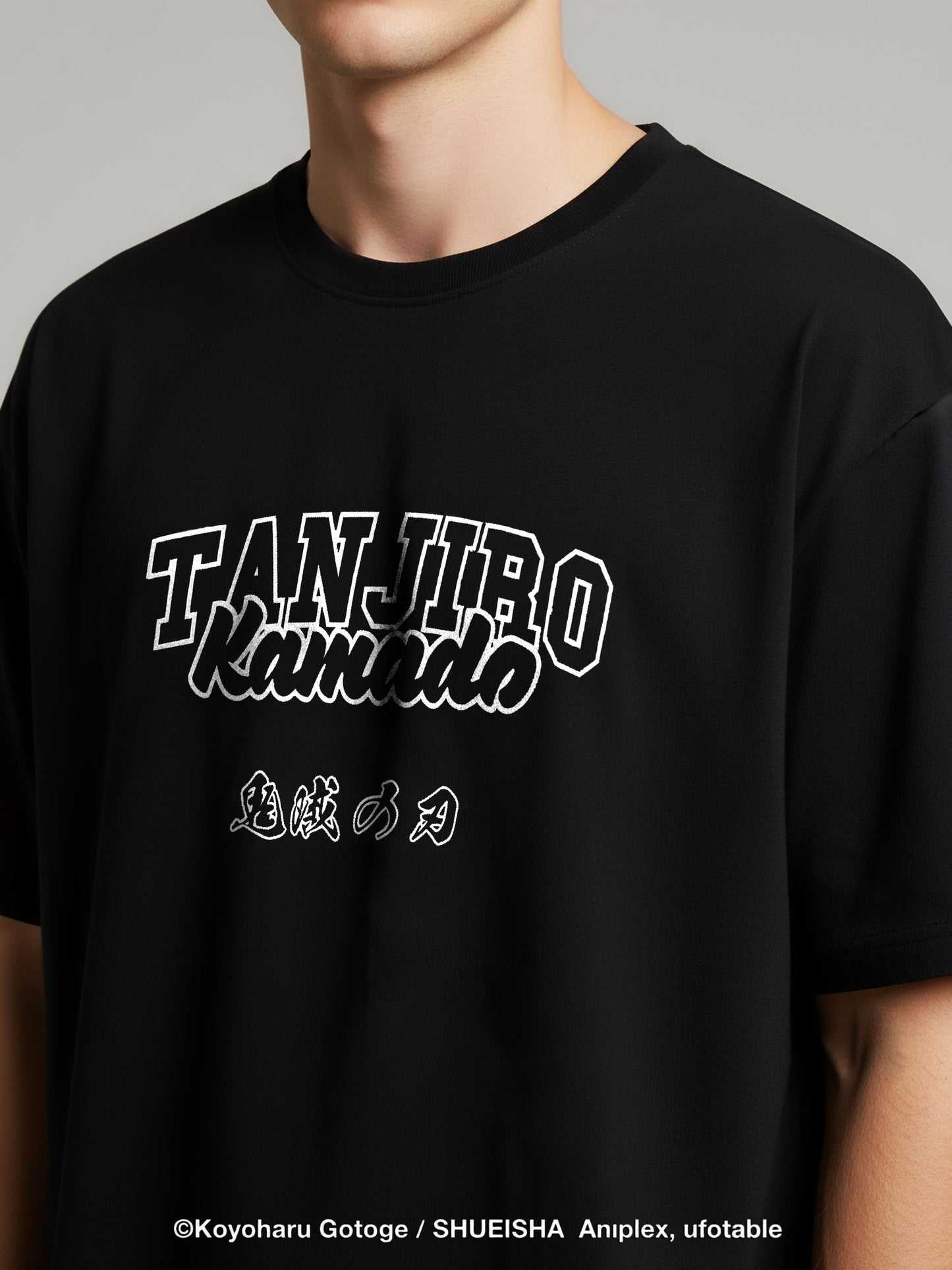 Celio Men Black Printed Oversized Cotton Demon Slayer T-Shirt