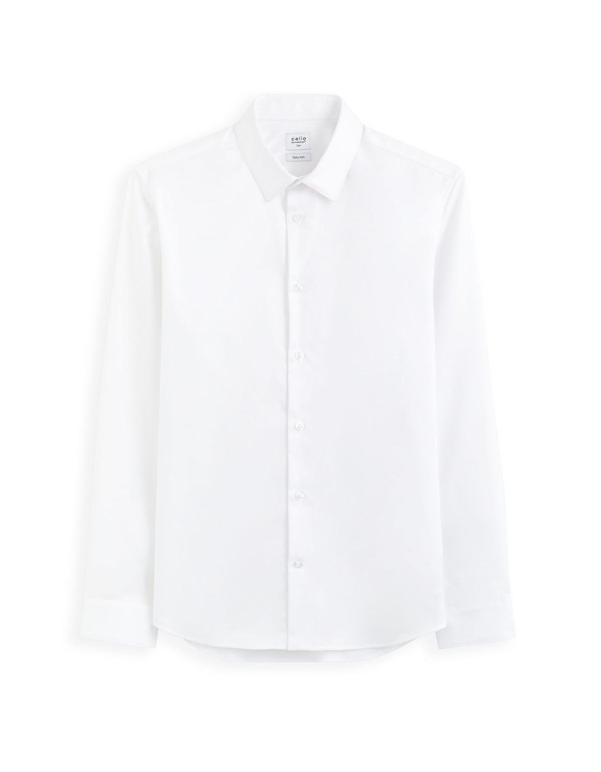 Slim Fit Cotton Spread Collar Shirt - White