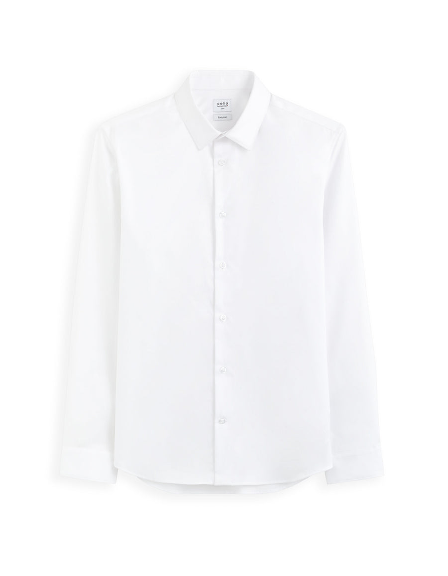 Slim Fit Cotton Spread Collar Shirt - White