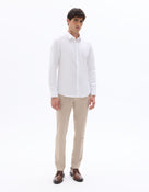 Slim Fit Cotton Spread Collar Shirt - White
