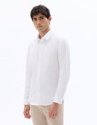 Slim Fit Cotton Spread Collar Shirt - White