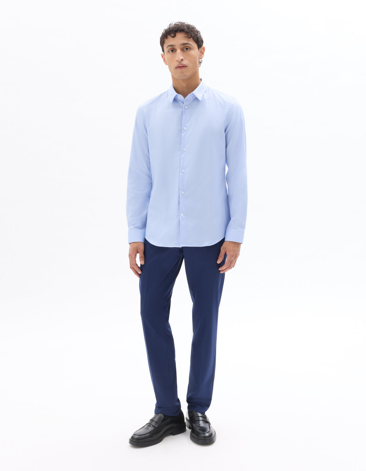 Regular Fit Spread Collar Shirt - Sky Blue