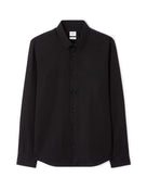 Slim Fit 100% Cotton Spread Collar Shirt - Black