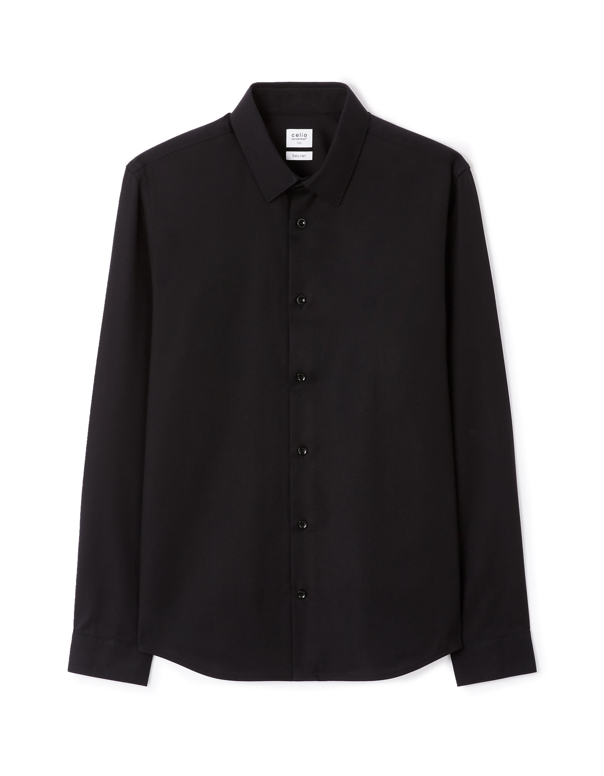 Slim Fit 100% Cotton Spread Collar Shirt - Black