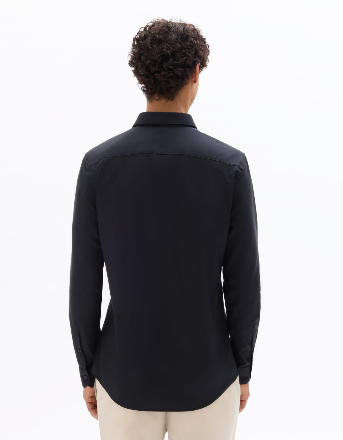 Slim Fit 100% Cotton Spread Collar Shirt - Black