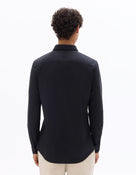 Slim Fit 100% Cotton Spread Collar Shirt - Black
