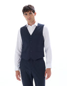 Slim Fit Poly Viscose Coat - Navy Blue
