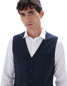 Slim Fit Poly Viscose Coat - Navy Blue