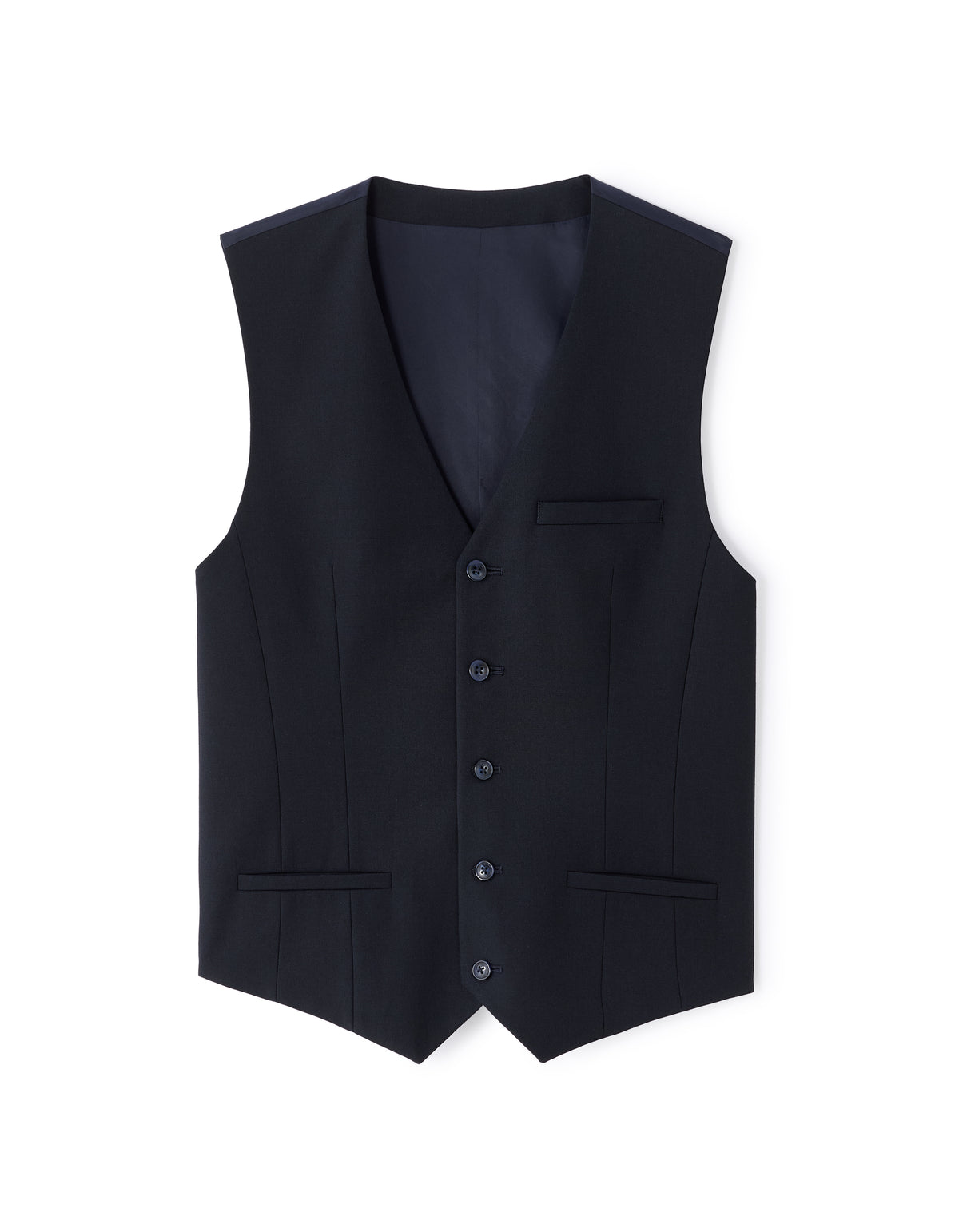 Slim Fit Poly Viscose Coat - Navy Blue