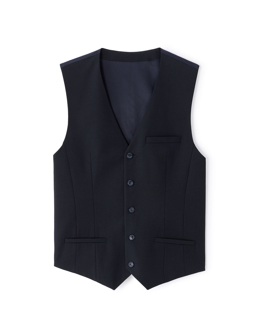 Slim Fit Poly Viscose Coat - Navy Blue
