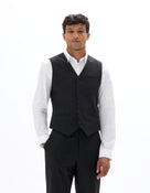Slim Fit Poly Viscose Coat - Black