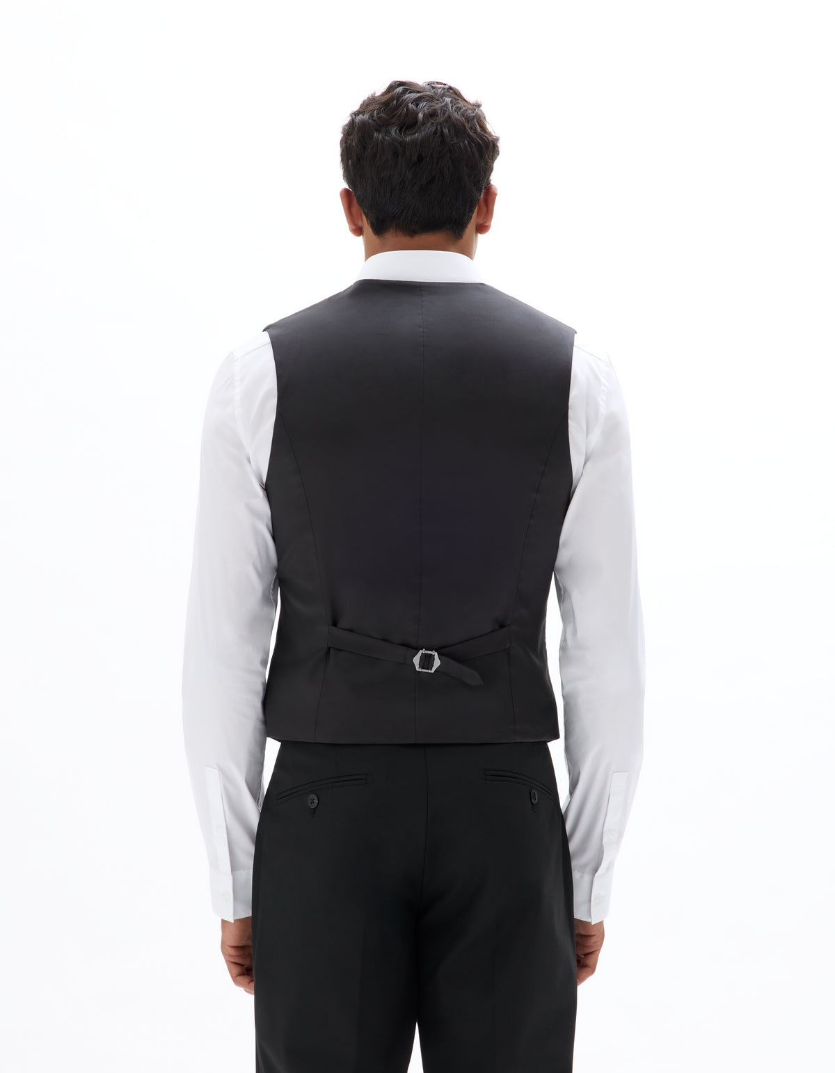 Slim Fit Poly Viscose Coat - Black