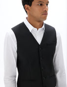 Slim Fit Poly Viscose Coat - Black