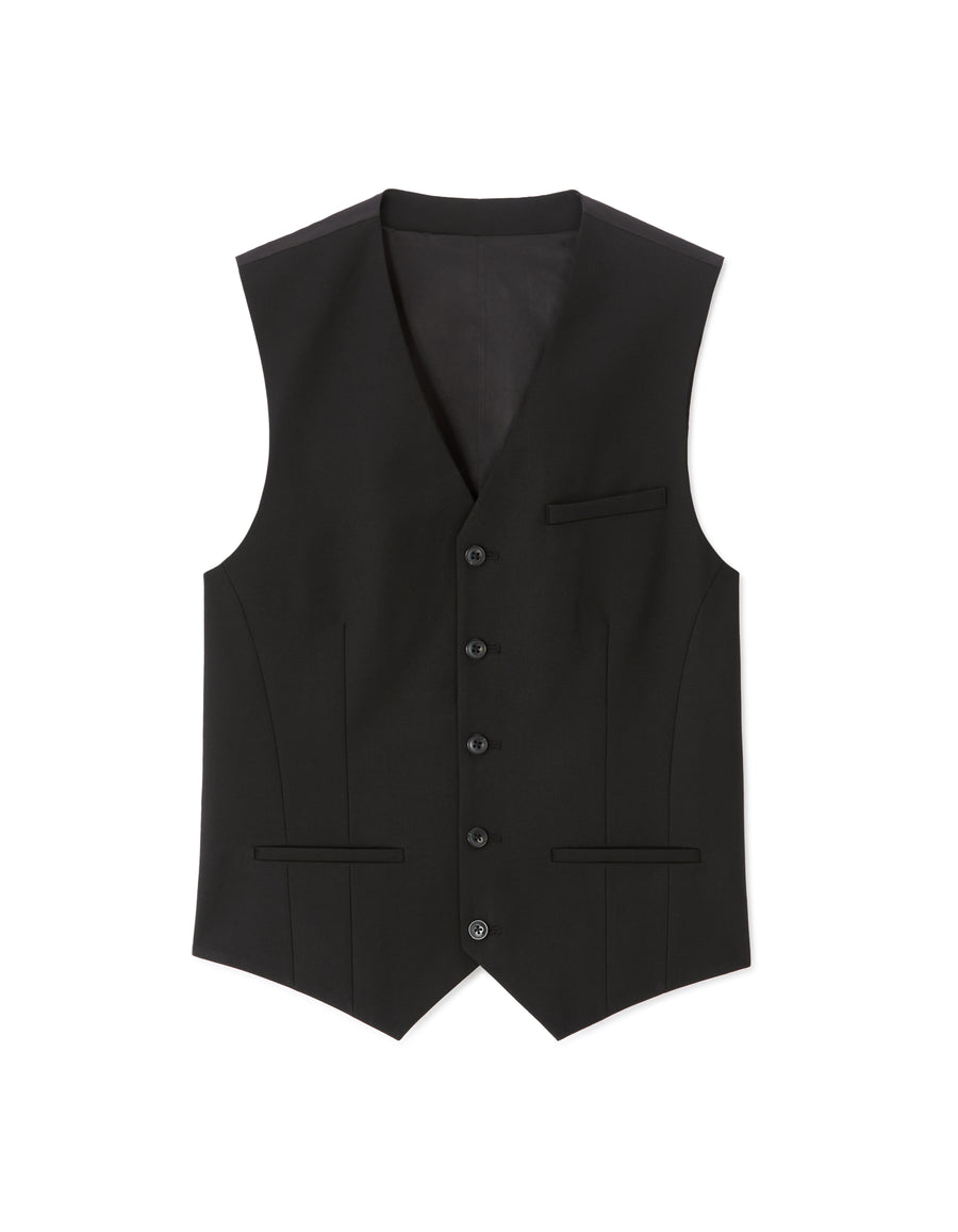 Slim Fit Poly Viscose Coat - Black