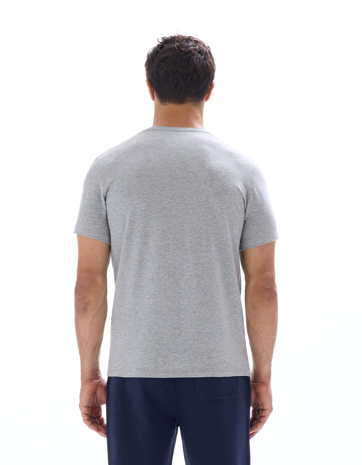 Slim Fit Stretch Cotton Crew Neck T-Shirt - Grey