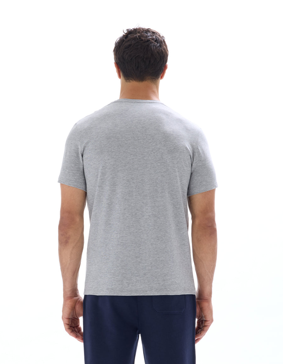 Slim Fit Stretch Cotton Crew Neck T-Shirt - Grey